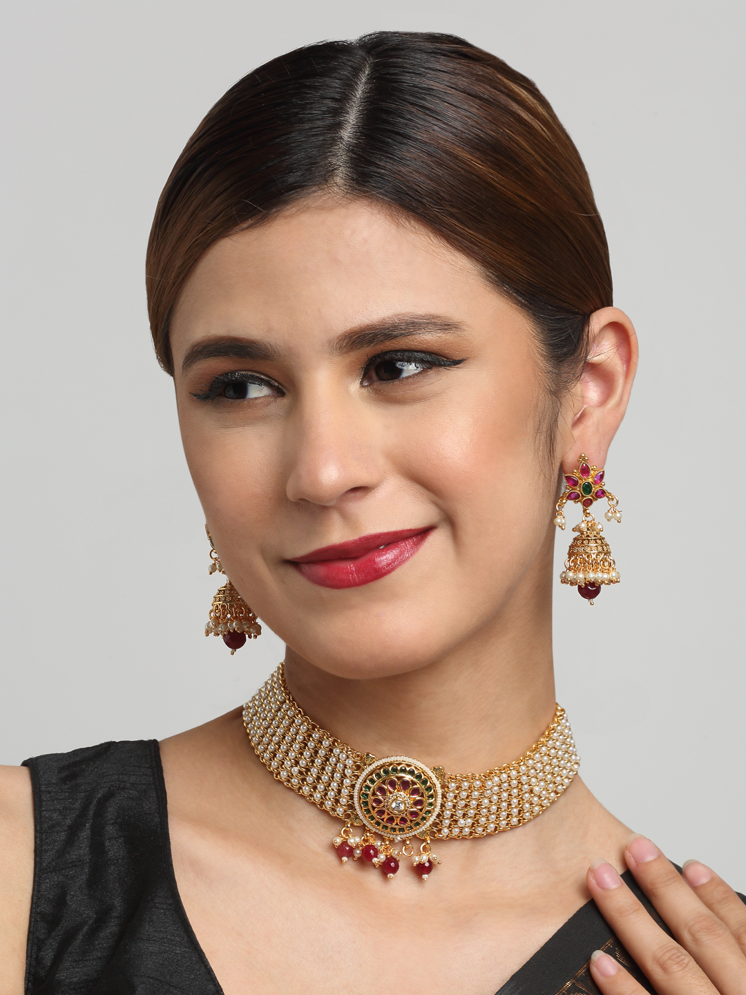 YouBella Jewellery Celebrity Inspired Gold Plated Necklace Jewellery Set for Girls and Women